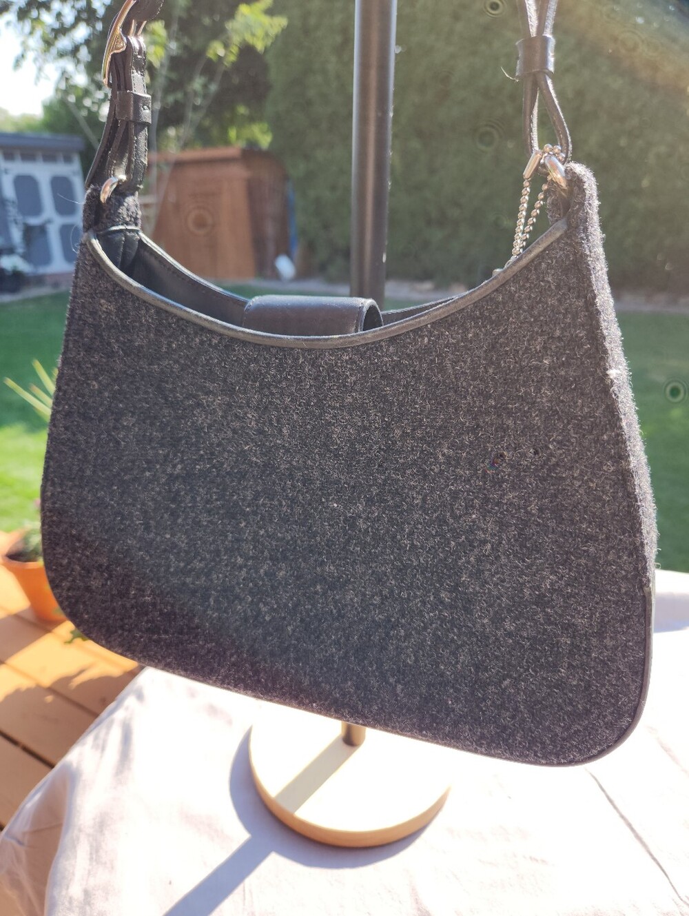 Vintage Coach Black and Gray Legacy West Wool Hobo Bag